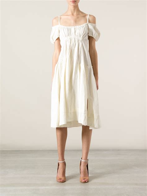 prada off the shoulder dress|prada dresses online.